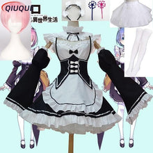 Load image into Gallery viewer, Anime Re:zero Kara Hajimeru Isekai Seikatsu Life In a Different World Ram Rem Cosplay Costume Wigs Maid Dress Halloween Costume