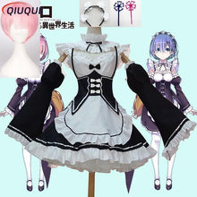 Load image into Gallery viewer, Anime Re:zero Kara Hajimeru Isekai Seikatsu Life In a Different World Ram Rem Cosplay Costume Wigs Maid Dress Halloween Costume
