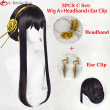 Load image into Gallery viewer, Anime SPY×FAMILY Yor Forger Long Black Cosplay Wig Hair Heat Resistant Synthetic SPY FAMILY Halloween Role Play Wigs + Wig Cap