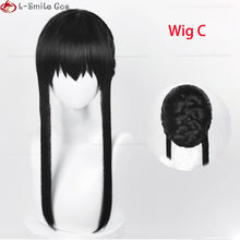 Load image into Gallery viewer, Anime SPY×FAMILY Yor Forger Long Black Cosplay Wig Hair Heat Resistant Synthetic SPY FAMILY Halloween Role Play Wigs + Wig Cap