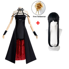 Load image into Gallery viewer, Spy X Family Yor Forger Cosplay Costume Killer Gothic Halter Black Dress Outfit Halloween Party Set