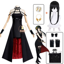 Load image into Gallery viewer, Anime Spy X Family Yor Forger Cosplay Costume Wig Dress Suit Black Red Skirt Set Yor Briar Earring Long Hair Women Clothes Party