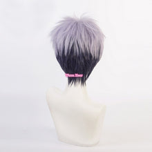 Load image into Gallery viewer, Anime Tokyo Revengers Cosplay Wig With Earrings Takashi Mitsuya Cosplay Short Gray Purple Ombre Wig Cosplay Hair Wig + a wig cap