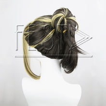 Load image into Gallery viewer, Anime Tokyo Revengers Hanemiya Kazutora Cosplay Bun Wig Earrings Black Golden Highlight Wig Tokyo Manji Gang Valhalla Fiber Hair