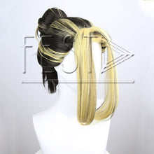 Load image into Gallery viewer, Anime Tokyo Revengers Hanemiya Kazutora Cosplay Bun Wig Earrings Black Golden Highlight Wig Tokyo Manji Gang Valhalla Fiber Hair