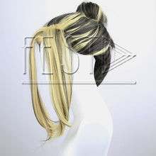 Load image into Gallery viewer, Anime Tokyo Revengers Hanemiya Kazutora Cosplay Bun Wig Earrings Black Golden Highlight Wig Tokyo Manji Gang Valhalla Fiber Hair