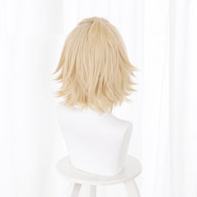 Load image into Gallery viewer, Anime Tokyo Revengers Manjiro Sano Cosplay Wig Light Blond Layered Hair Heat Resistant Synthetic Cosplay Wigs + Wig Cap