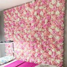 Load image into Gallery viewer, 60x40cm Artificial Flowers DIY Wedding Decoration Flower Wall Panels Silk Rose Flower Pink Romantic Wedding Backdrop Decor