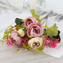 Load image into Gallery viewer, Artificial Flowers Simple 10 Heads Bouquet Rose Silk High End Wedding Party Bride Home Table Plant Decoration Single Branch