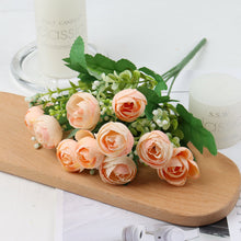 Load image into Gallery viewer, Artificial Flowers Simple 10 Heads Bouquet Rose Silk High End Wedding Party Bride Home Table Plant Decoration Single Branch