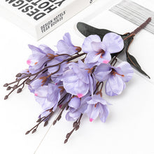 Load image into Gallery viewer, 3pcs Artificial Silk Flowers Autumn Simulation Bouquet Magnolia Home Decoration Orchid Flower Photography Props Fake Flowers Wedding