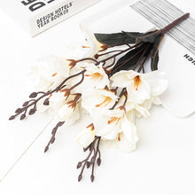 Load image into Gallery viewer, 3pcs Artificial Silk Flowers Autumn Simulation Bouquet Magnolia Home Decoration Orchid Flower Photography Props Fake Flowers Wedding