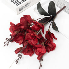 Load image into Gallery viewer, 3pcs Artificial Silk Flowers Autumn Simulation Bouquet Magnolia Home Decoration Orchid Flower Photography Props Fake Flowers Wedding