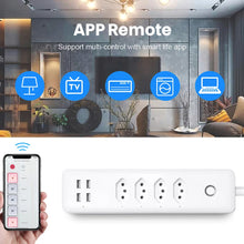 Load image into Gallery viewer, WiFi Smart Power Strip with 4 Outlets 4USB Ports 1.4m Extension Cord Voice works with Google Home Alexa