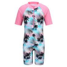 Load image into Gallery viewer, Swimwear Cyan Flower Baby Girl Swimsuit UV UPF50+ One Piece Kids Girls for 3-12 Years Children Swimming Suit Beachwear