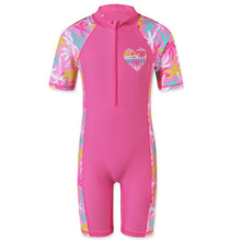 Load image into Gallery viewer, Swimwear Cyan Flower Baby Girl Swimsuit UV UPF50+ One Piece Kids Girls for 3-12 Years Children Swimming Suit Beachwear