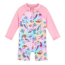 Load image into Gallery viewer, Swimwear UPF50+ Print Baby Girl Swimsuit Long Sleeve Kids One Piece Toddler Infant Bathing Suit for Girls Boys Children