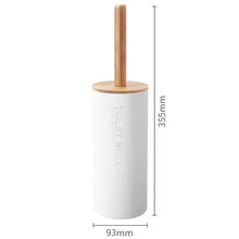 Load image into Gallery viewer, Bamboo Floor-Standing Toilet Brush Set with Base Bathroom Toilet Brush Holder WC Accessories