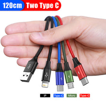 Load image into Gallery viewer, 3 in 1 USB Cable Type C Cable for Samsung S20 Xiaomi Mi 9 4 in 1 Cable for iPhone 12 X 11 Pro Max Charger Micro USB Cable