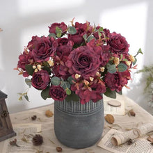 Load image into Gallery viewer, Hydrangea Roses Artificial Flowers for Home Wedding Decorations Bouquet Peony Fake Flower