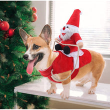 Load image into Gallery viewer, Dog Santa Claus Riding Christmas Costume Funny Pet Cowboy Rider Horse Outfit Puppy Cats Clothes Party Clothing