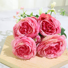 Load image into Gallery viewer, Best Selling Beautiful Rose Peony Artificial Silk Flowers Small White Bouquet Home Party Winter Wedding Decoration Fake Flowers
