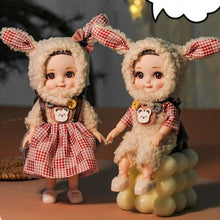 Load image into Gallery viewer, Bjd Doll 16CM 13 Movable Joints Cute Smile Face Shape and Bunny Ears Clothes Suit Doll Toy Best Gift for Kids