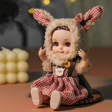 Load image into Gallery viewer, Bjd Doll 16CM 13 Movable Joints Cute Smile Face Shape and Bunny Ears Clothes Suit Doll Toy Best Gift for Kids