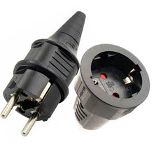 Load image into Gallery viewer, Black 16A 250V Korea Russia France Germany Grounded Industry Assemble Wired Power Cable Connector Female Male Socket Plug