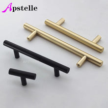 Load image into Gallery viewer, Doorknob Black Golden Cupboard Handle Brushed Stainless Steel Kitchen Cabinet Door Knob Furniture Drawer Pull Hardware Pulls Bar Handle