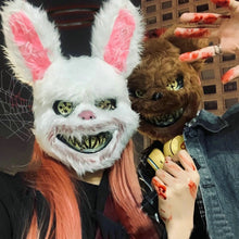Load image into Gallery viewer, Bloody Plush Bunny Mask Halloween Ghost Festival Mask Realistic Bloody Bear Headgear Performance Prop Halloween Horror Mask