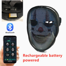 Load image into Gallery viewer, Bluetooth RGB Light Up LED Mask Diy Picture Animation Text Halloween Christmas Carnival Costume Party Game Child Masks Deco GIFT