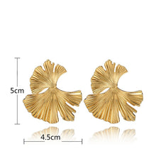 Load image into Gallery viewer, Bohemian Geometric Gold Color Ginkgo biloba Leaf Shape Drop Earrings for Women Statement Earring Jewelry Accessories Punk