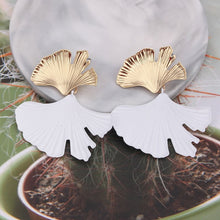 Load image into Gallery viewer, Bohemian Geometric Gold Color Ginkgo biloba Leaf Shape Drop Earrings for Women Statement Earring Jewelry Accessories Punk