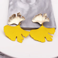 Load image into Gallery viewer, Bohemian Geometric Gold Color Ginkgo biloba Leaf Shape Drop Earrings for Women Statement Earring Jewelry Accessories Punk