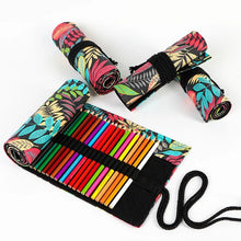 Load image into Gallery viewer, Pencil Case Tree Leaf 12/24/36/48/72 Holes Canvas Roll Pen Curtain Makeup Wrap Holder