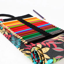 Load image into Gallery viewer, Pencil Case Tree Leaf 12/24/36/48/72 Holes Canvas Roll Pen Curtain Makeup Wrap Holder