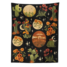 Load image into Gallery viewer, Botanical Cactus Tapestry Wall Hanging Moon Starry Mushroom Chart Hippie Bohemian Tapestries Psychedelic Witchcraft Home Decor