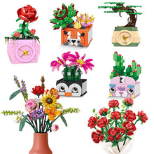 Load image into Gallery viewer, Bouquet DIY Building Blocks Romantic Rose Flower Bonsai Cactus Flower Plant 3D Model Bricks Children's Educational Toy Girl Gift