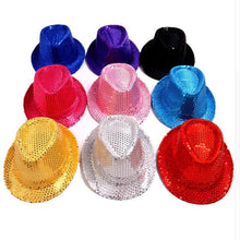 Load image into Gallery viewer, Boy Girl Men Woman Sequin Hat Bow Tie Gloves for Fancy Dress Birthday Party Cap Jazz Hat Dance Show Tie Wedding Props Costume