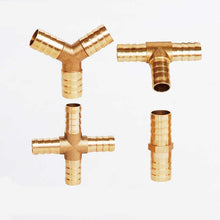 Load image into Gallery viewer, Brass Barb Pipe Fitting 2 3 4 way brass connector For 4mm 5mm 6mm 8mm 10mm 12mm 16mm 19mm hose copper Pagoda Water Tube Fittings