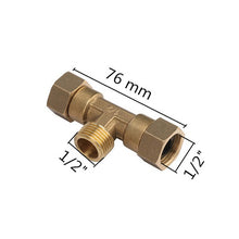 Load image into Gallery viewer, Brass pipe fitting male-female thread conversion connection 1/2” T-shaped three-way copper water oil gas adapter garden fittings