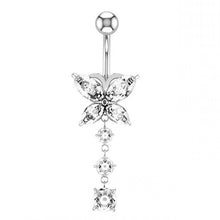 Load image into Gallery viewer, Zircon Belly Button Ring Surgical Steel Barbells Button Ring DIY Belly Ring Barbell Dangle Belly Rings Body Jewelry