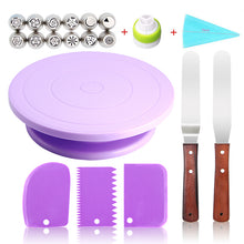 Load image into Gallery viewer, Cake Stand Turntable Rotating Base Cake Plastic Dough Knife Decorating 10 Inch Cream Cakes Stand set Cake Rotary Turntable tool