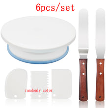Load image into Gallery viewer, Cake Stand Turntable Rotating Base Cake Plastic Dough Knife Decorating 10 Inch Cream Cakes Stand set Cake Rotary Turntable tool