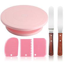 Load image into Gallery viewer, Cake Stand Turntable Rotating Base Cake Plastic Dough Knife Decorating 10 Inch Cream Cakes Stand set Cake Rotary Turntable tool