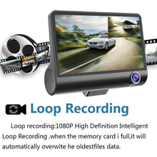Load image into Gallery viewer, Car DVR 3 Cameras 4.0 Inches Dash Cam Car Video Recorder Auto Registrator Dvrs Dash Cam with 3 Ways Cameras
