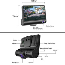 Load image into Gallery viewer, Car DVR 3 Cameras Lens 4 Inch IPS Dash Cam Dual Lens With Rearview Camera Video Recorder Auto Registrator Night Vision Dashcam