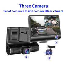 Load image into Gallery viewer, Car DVR 3 Cameras Lens 4 Inch IPS Dash Cam Dual Lens With Rearview Camera Video Recorder Auto Registrator Night Vision Dashcam