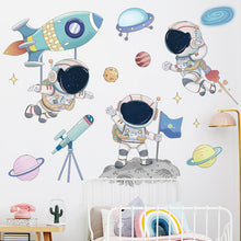 Load image into Gallery viewer, Cartoon Space Rocket Height Measure Up Ruler Wall Sticker for Kids Rooms Growth Chart Nursery Room Decor Wall Art